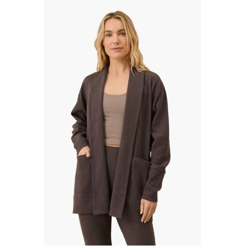 PACT Cardigan Womens L Brown Airplane Wrap Organic Cotton Minimalist WA1-W9L